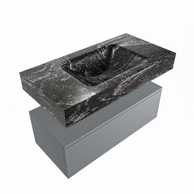Mondiaz ALAN-DLUX Ensemble de meuble - 90cm - meuble Plata mat - 1 tiroir - Lavabo Cloud Lava suspendu - vasque Centre - 1 trou de robinet