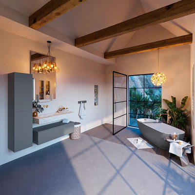 MONDIAZ ALAN - DLUX Ensemble meuble de salle de bains - 110cm - sous-meuble - Plata - 1 tiroir - lavabo suspendu - vasque à gauche - 0 trous de robinet - Frappe