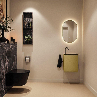 MONDIAZ TURE-DLUX 40cm toiletmeubel Oro. EDEN wastafel Lava positie rechts. Met 1 kraangat.
