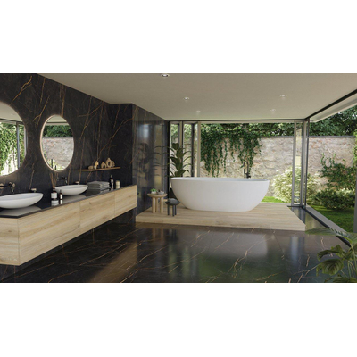 ÉCHANTILLON Terravito Dapuro carreau mural et de sol - 60x120cm - rectifié - Aspect marbre - Laurent mat (noir)