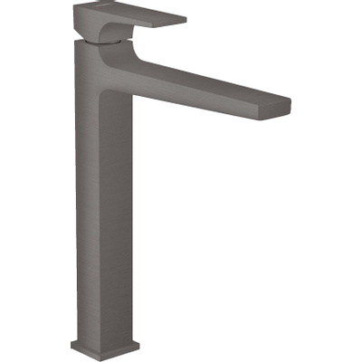 Hansgrohe Metropol 1-gats wastafelkraan - 260 met push open waste - met voorsprong vaste uitloop 20.4cm - geborsteld zwart chroom