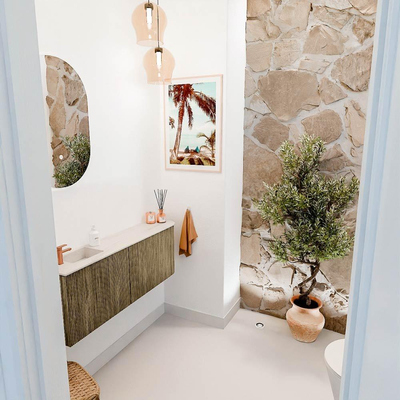 Mondiaz JOYA-DLUX 111.6cm toiletmeubel - ronding rechts kleur Dusk - Wastafel FAYE positie Links 1 kraangat kleur Meli.