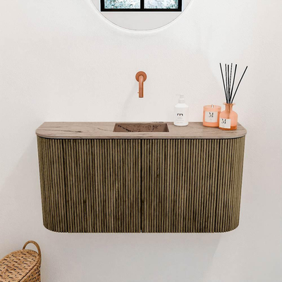 Mondiaz JOYA-DLUX 83.2cm toiletmeubel - ronding links en rechts kleur Dusk - Wastafel FAYE positie Midden Zonder kraangat kleur Arena.