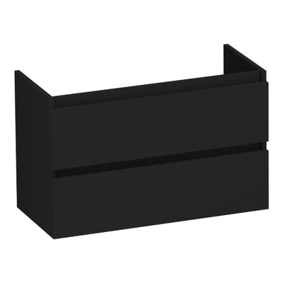 BRAUER Joy wastafelonderkast ondiep - 80x39x50cm - 2 softclose lades - greeploos - 1 sifon uitsparing - mat zwart