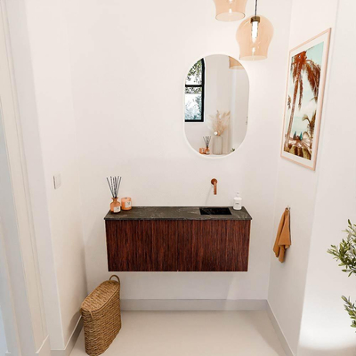 Mondiaz JOYA-DLUX 100cm toiletmeubel - kleur Ruby - Wastafel FAYE positie Rechts Zonder kraangat kleur Lava.