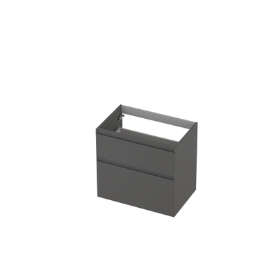 INK Wastafelonderkast - 70x45x65cm - 2 lades - greeploos - MDF lak - Mat grijs