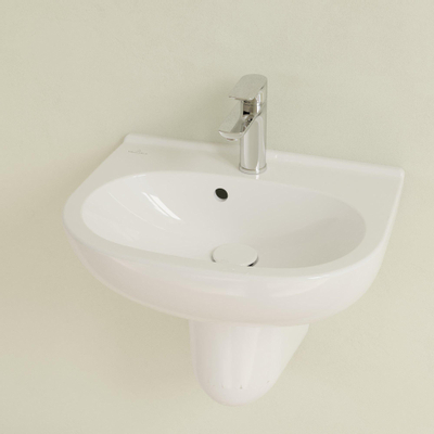 Villeroy & Boch O.novo Compact Lave main 50x40cm avec trop plein avec trou pour robinetterie Blanc