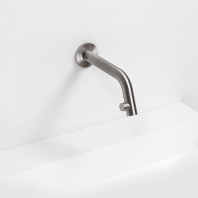 Clou Kaldur robinet de lave-mains bec long 2x6,8cm montage murale inox brossé
