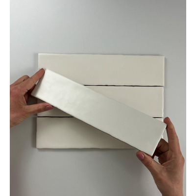 ÉCHANTILLON Terravito Pavero carreau mural - 7,5x30cm - 8,6mm - Rectangulaire - Crème mat