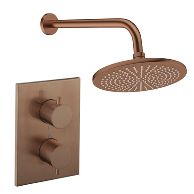 Crosswater MPRO ensemble de douche pluie encastré – douche de tête Ø 30 cm – sans douchette – 2 leviers – brons geborsteld