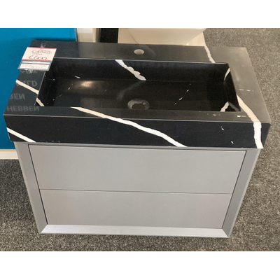 Saniclass Prime Core Wastafelonderkast - 80x55x45cm - 2 lades - push to open - MDF - mat antraciet - inclusief wastafel - OUTLET UDEN