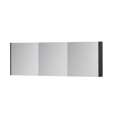 INK SPK1 Spiegelkast - 180x14x60cm - 3 deuren - dubbelzijdige Spiegel - schakelaar en stopcontact - MDF lak antraciet mat