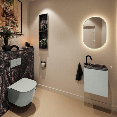 MONDIAZ TURE-DLUX Meuble WC 40 cm Greey. Lavabo EDEN Lava position droite. Avec 1 trou de robinet.