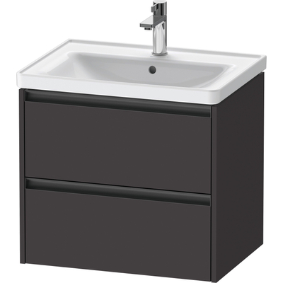 Duravit Ketho.2 Wastafelonderbouwkast - met 2 laden - 63.4x45.5x54.9cm - met grepen antraciet - grafiet supermat