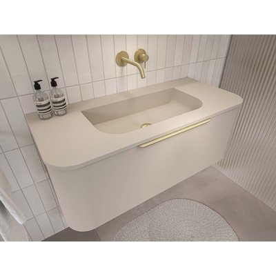 INK Concept R Meuble sous-lavabo - 100x45x35cm - 1 tiroir - poignées en saillie - coins arrondis - MDF laqué - coton crème mat