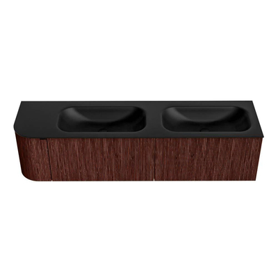 Mondiaz KURVE Badkamermeubelset - 175x46x40cm - 2 lade - 1 deur - wastafel solid surface - dubbel / rechts - 2 kraangaten - Ruby