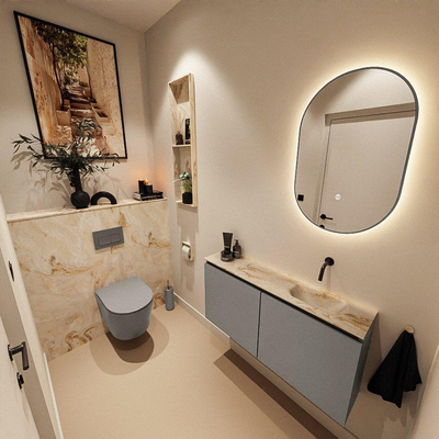 MONDIAZ TURE-DLUX 100cm toiletmeubel Smoke. EDEN wastafel Frappe positie rechts. Zonder kraangat.