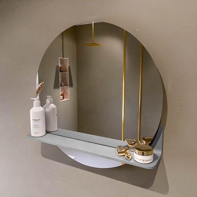 Mondiaz SPOT spiegel – Ø60 cm – met planchet – Plata (zilverblauw)