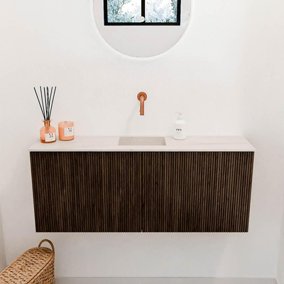 Mondiaz JOYA-DLUX 100cm toiletmeubel - kleur Walnut - Wastafel FAYE positie Midden Zonder kraangat kleur Meli.