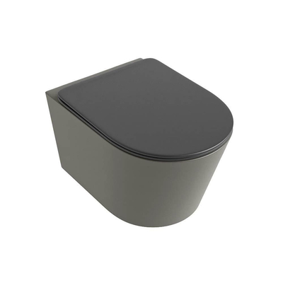 Mondiaz LAVIE hangtoilet – spoelrandloos – 36 x 53 cm – met softclose zitting – Smoke (lichtbruin), zitting Dark grey (grijs)