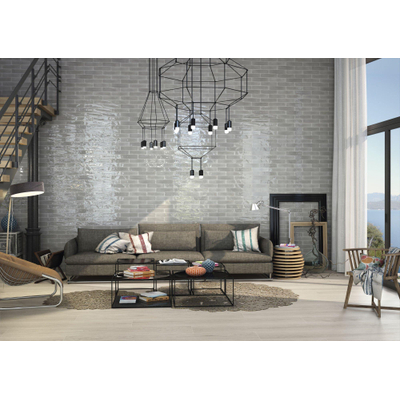 Cifre Ceramica carrelage mural - 7.5x30cm - 8.6mm - Rectangulaire - Gris Brillant