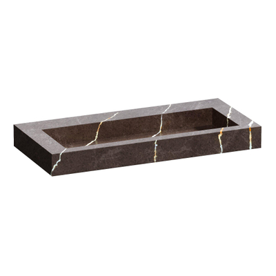 BRAUER Coral lavabo - 100x46x10cm - - 1 bassin - 0 trous de robinet - composite - aspect marbre - Copper Brown