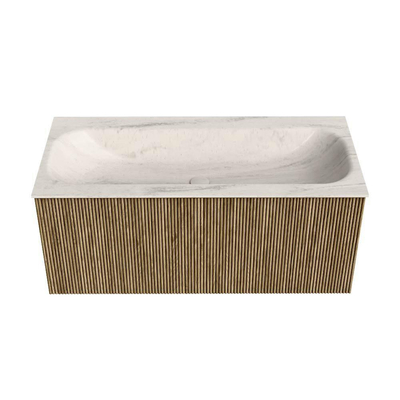 MONDIAZ KURVE-DLUX 100cm badmeubel kleur Dusk met 1 lade en 0 deuren. Wastafel BIG MEDIUM Midden 1 kraangat Meli.