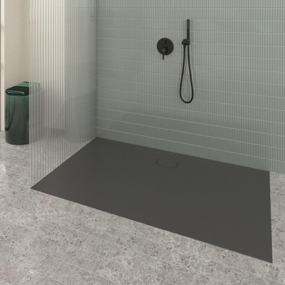 Villeroy & Boch Ecora douchebak - 160x90x3.5cm - afvoer lange zijde - anthracite (antraciet)
