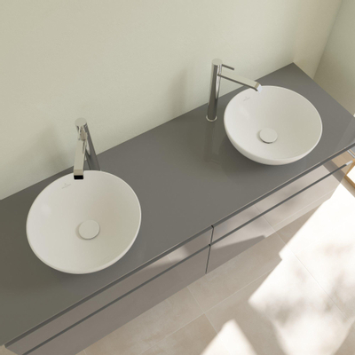 Villeroy & Boch Loop & Friends opzetwastafel - 38x38cm - zonder kraangat - zonder overloop CeramicPlus - Stone White (mat wit)