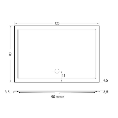 Xenz Mariana douchebak - 120x80x7 - Acryl - ebony