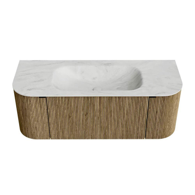 Mondiaz KURVE-DLUX Badkamermeubelset - 120x46x40cm - 1 lade - 2 deuren - wastafel solid surface - midden - zonder kraangat - Dusk