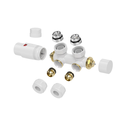 Riko Ensemble bloc inférieur thermostatique coudé gauche/droite blanc brillant