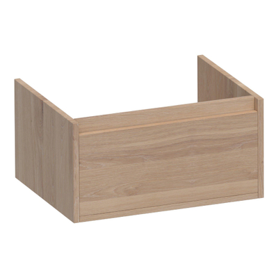 BRAUER Hope wastafelonderkast - 59x30x45.5cm - 1 softclose lade greeploos - 1 sifon uitsparing - massief eiken - lamellen eiken naturel