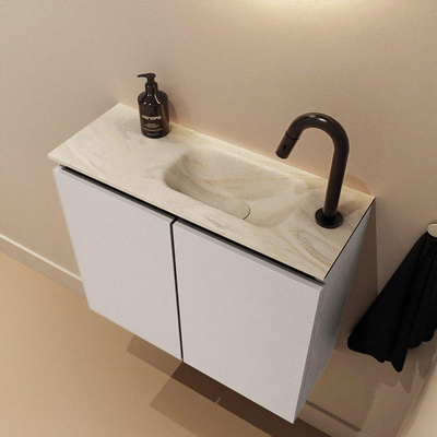 MONDIAZ TURE-DLUX Meuble de toilette 60 cm Linen. Lavabo EDEN Ostra position droite. Avec 1 trou de robinet.