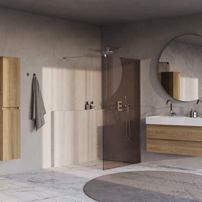 BRAUER Oblivion Inloopdouche - 120x200cm - glascoating - brons glas - Chroom