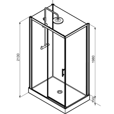 Nemo Spring Vidrio Douchecabine links - 120x90cm - schuifdeur - vaste wanden - veiligheidsglas