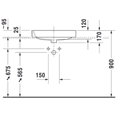 Duravit Happy d.2 opzetwastafel 60x40cm met kraangat en overloop wit