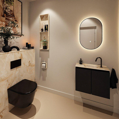 MONDIAZ TURE-DLUX Meuble toilette - 60cm - Urban - EDEN - vasque Frappe - position centrale - 1 trou de robinet