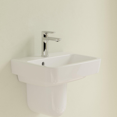 Villeroy & Boch O.novo Lave-main WC 45x16x13.5cm avec trop-plein 1 trou de robinet Blanc Alpin