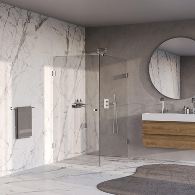 BRAUER Void Carving Cabine de douche - 90x140x200cm - porte battante - revêtement verre - réversible - verre clair - Chrome