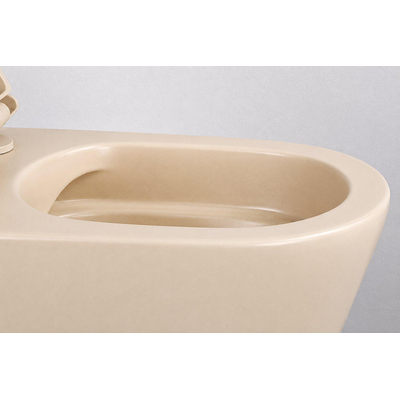 QeramiQ Dely WC suspendu – sans bride – profondeur 51,7 cm – avec abattant fin (slim) softclose – beige mat