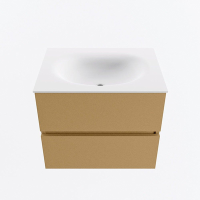 Mondiaz VICA ensemble de meuble de salle de bain - 60cm - meuble sous-vasque oro - 2 tiroirs - lavabo moon milieu - 1 trou de robinet - version haute de 60cm - talc