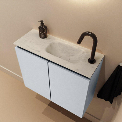 MONDIAZ TURE-DLUX Meuble toilette - 60cm - Clay - EDEN - vasque Opalo - position droite - 1 trou de robinet