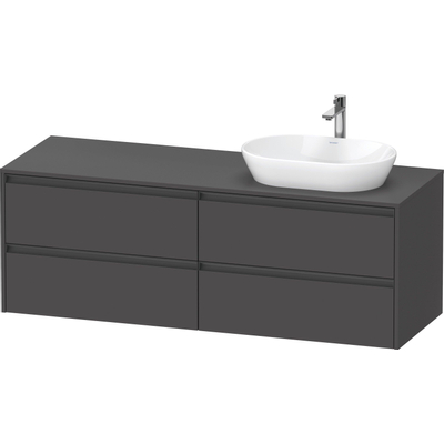 Duravit Ketho.2 Wastafelonderbouwkast - inclusief consoleplaat - met 4 laden - voor waskom rechts - 160x55x56.8cm - met handgrepen antraciet - grafiet mat