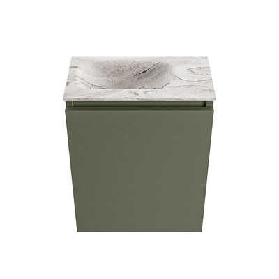 MONDIAZ TURE-DLUX 40cm toiletmeubel Army. EDEN wastafel Glace positie links. Zonder kraangat.