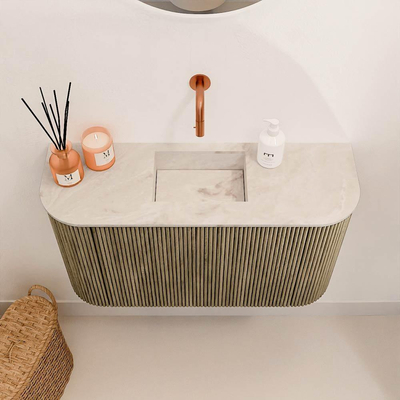 Mondiaz JOYA-DLUX 73.2cm toiletmeubel - ronding links en rechts kleur Dusk - Wastafel FAYE positie Midden Zonder kraangat kleur Frappe.