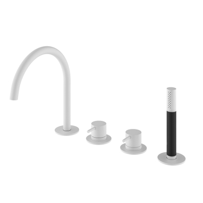 Hotbath Cobber Mitigeur de baignoire - bord de baignoire - mitigeur pivotant - 2 fonctions - inverseur - blanc mat