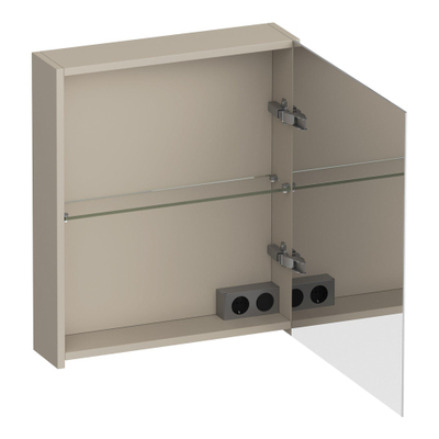 BRAUER Impress armoire de toilette - 60x70x15cm - sans éclairage - avec 1 porte miroir double face à ouverture à droite - beige mat