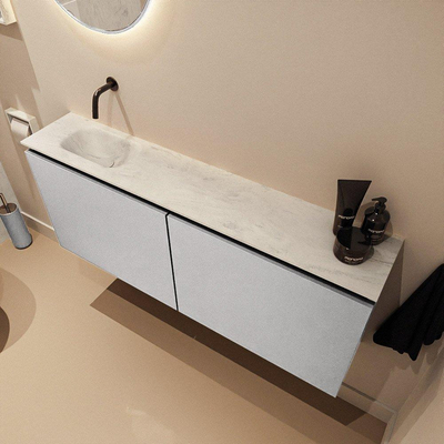 MONDIAZ TURE-DLUX 120cm toiletmeubel Plata. EDEN wastafel Opalo positie links. Zonder kraangat.