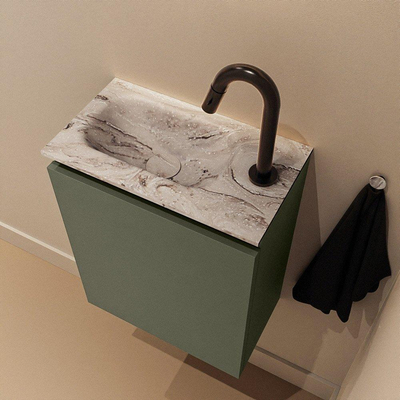 MONDIAZ TURE-DLUX 40cm toiletmeubel Army. EDEN wastafel Glace positie links. Met 1 kraangat.